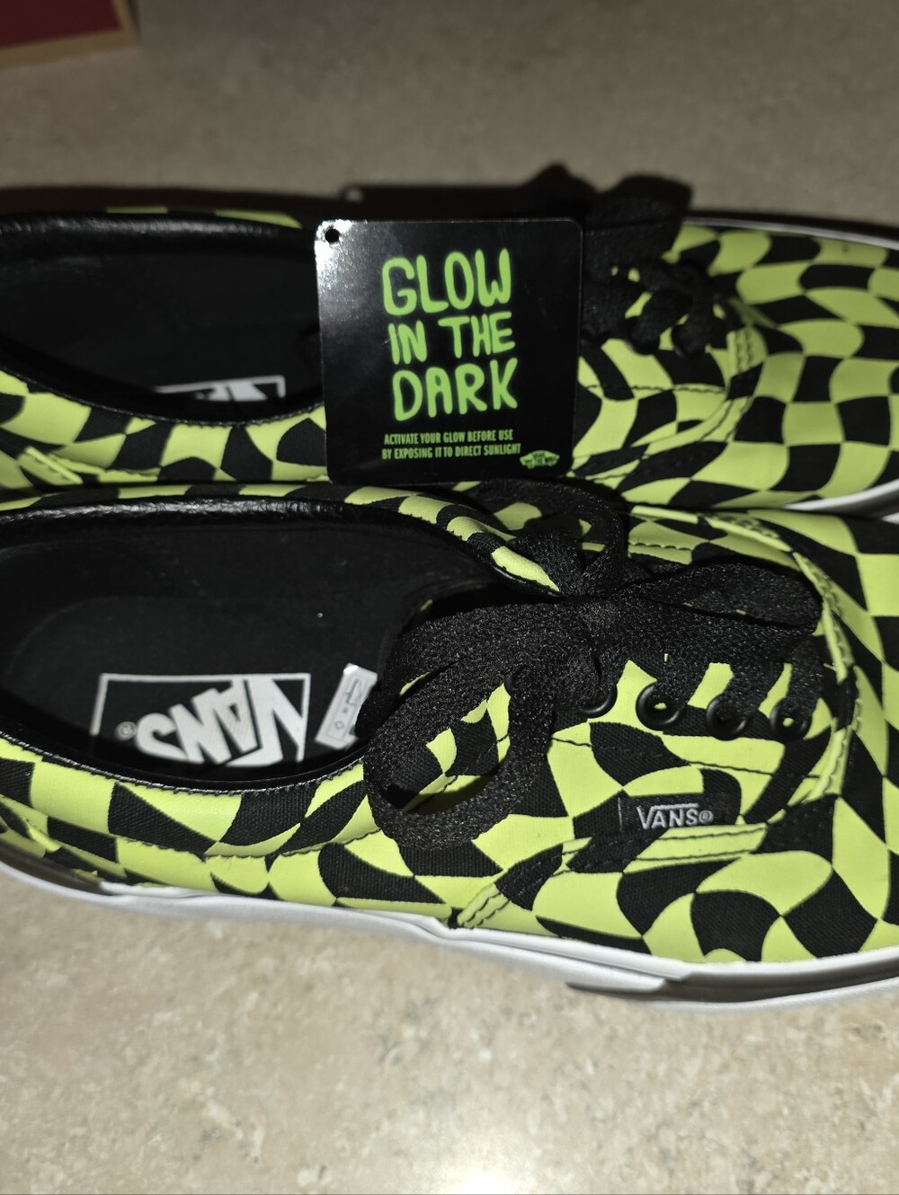 Vans Glow-in-the-Dark Checkerboard Sneakers - Neon Green/Black